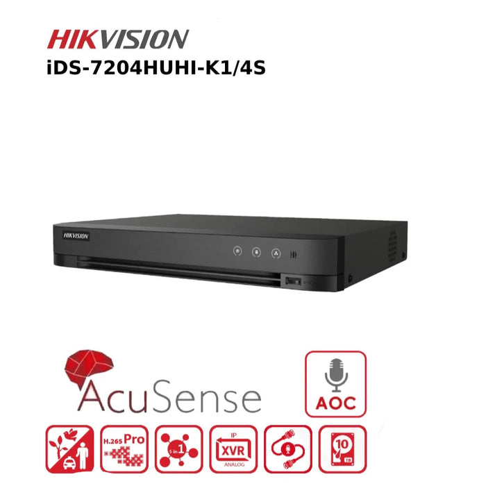 Hikvision 4 Channel 8MP DVR iDS-7204HUHI Turbo HD AcuSense AoC 4K-Lite DVR