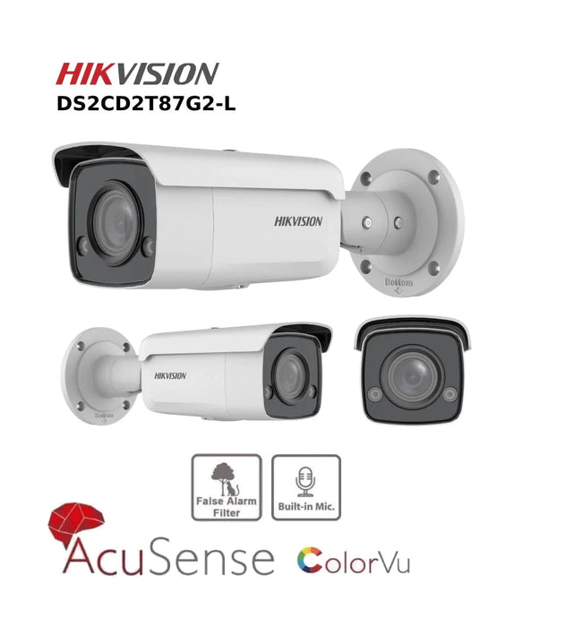 Hikvision 8MP IP Camera DS-2CD2T87G2-L ColorVu Fixed Bullet Network Camera With AcuSense and Strobe Light