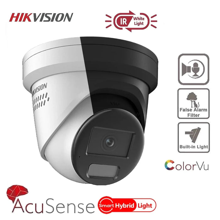 Hikvision 4MP IP Camera DS-2CD2347G2H-LISU/SL Smart Hybrid ColorVu and IR Acusense Turret Camera, 2-Way Talk