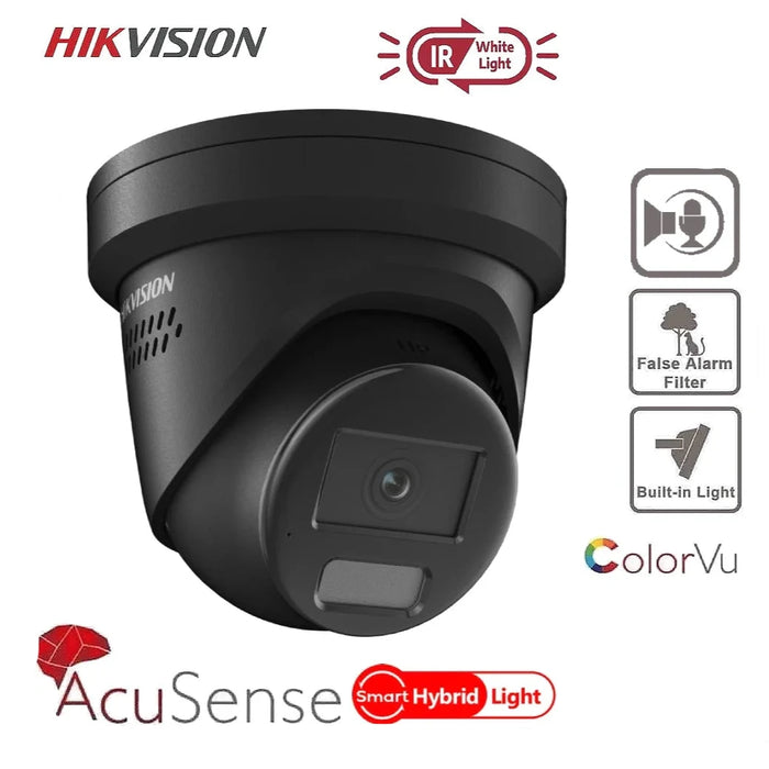 Hikvision 4MP IP Camera DS-2CD2347G2H-LISU/SL Smart Hybrid ColorVu and IR Acusense Turret Camera, 2-Way Talk