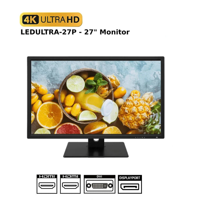 27" 4K ULTRA HD Monitor - CCTV Large Display LED Monitor 16:9 & 2 HDMI Ports