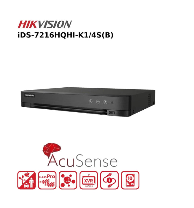 Hikvision 16 Channel 4MP DVR iDS-7216HQHI-K1 4MP AcuSense 16Ch Hybrid DVR