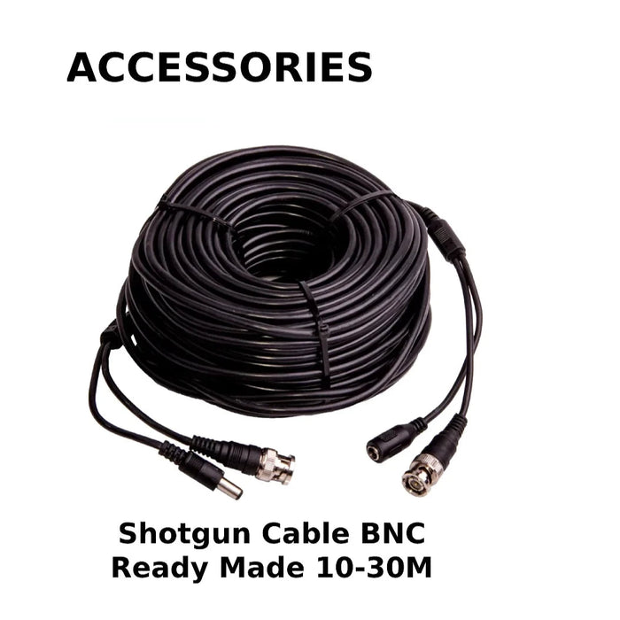 Coaxial Shotgun CCTV Cable with BNC and DC Jack Connectors - Ready Made - 10-30m