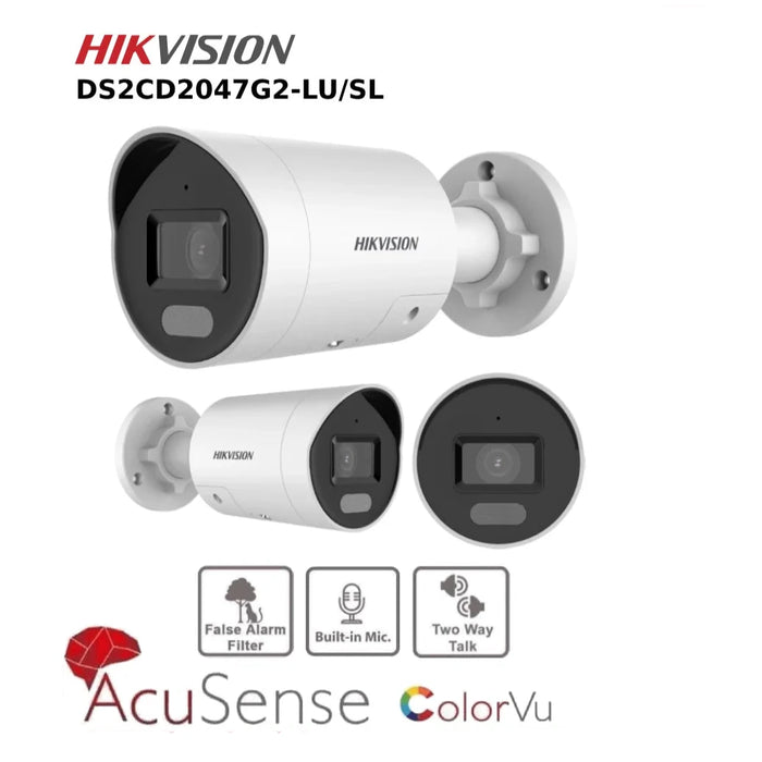 Hikvision 4MP IP Bullet Camera DS-2CD2047G2-LU/SL ColorVu Strobe Light and Audible Warning