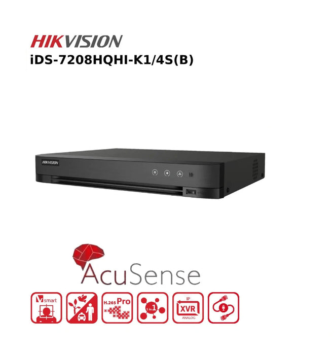 Hikvision 8 Channel 4MP DVR iDS-7208HQHI-K1 4MP AcuSense 8 Channel Hybrid DVR