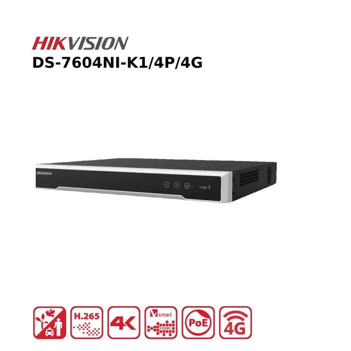 Hikvision 4 Channel NVR DS-7604NI-K1/4P/4G 8MP 4K PoE 4 Channel 4G NVR