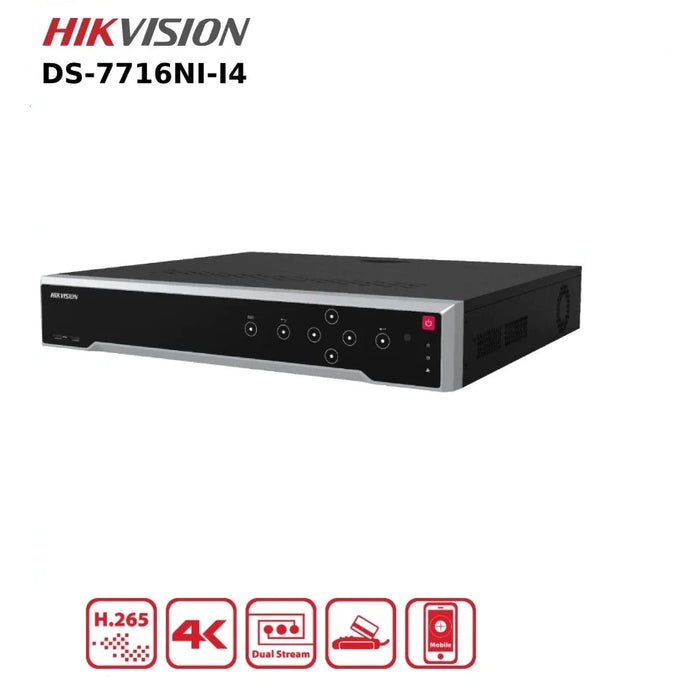 Hikvision 16 Channel 8MP NVR DS-7716NI-I4 Non-PoE 16 Channel 12MP 4K NVR 4 HDD Bays