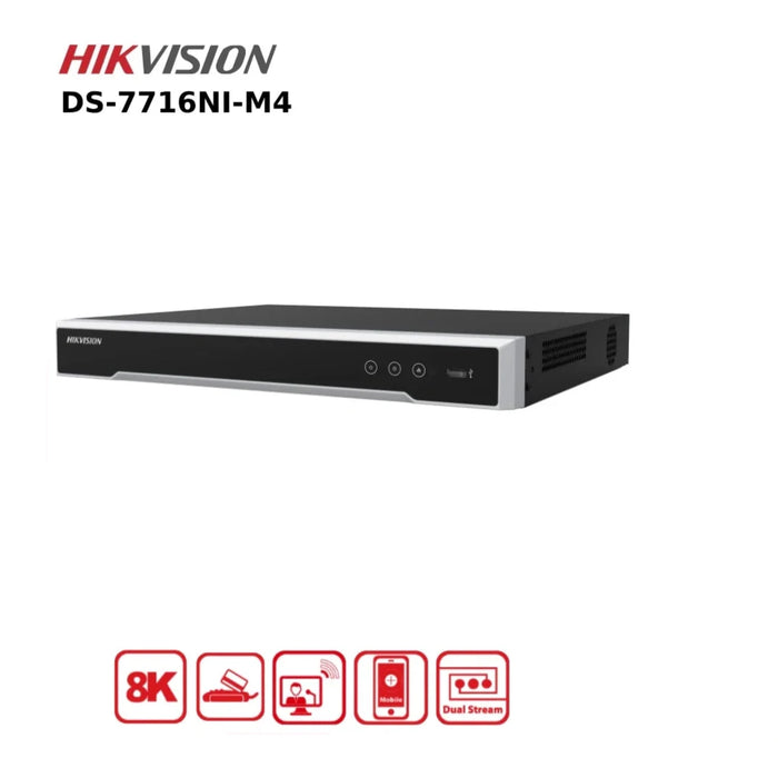 Hikvision 16 Channel 8MP NVR DS-7716NI-M4 32MP 8K 16 Channel NVR - No POE Ports