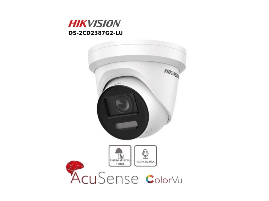 Hikvision 8MP IP Camera DS-2CD2387G2-LU 4K ColorVu IP CCTV Camera PoE With Audio - White