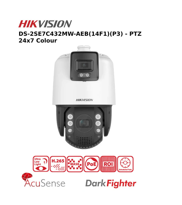 Hikvision 4MP IP PTZ Camera DS-2SE7C432MW-AEB(14F1)(P3) TandemVu 7-inch 4 MP 32X Colorful & IR Network Speed Dome Camera