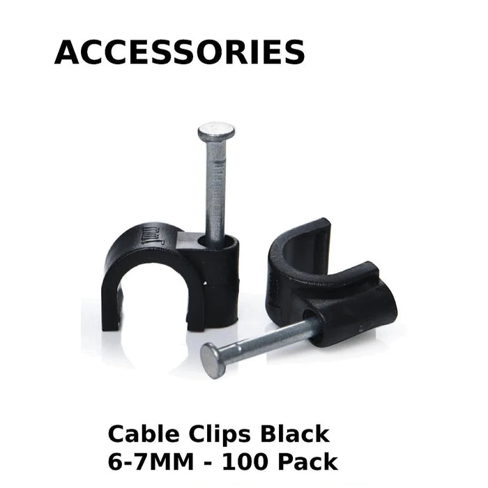 CAT5E / CAT6 Cable Clips Black 6-7MM - 100 Pack