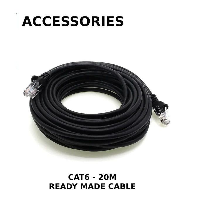 CAT6 Ready Made Network Cable / Patch Lead - Outdoor - Black - Copper - 20m