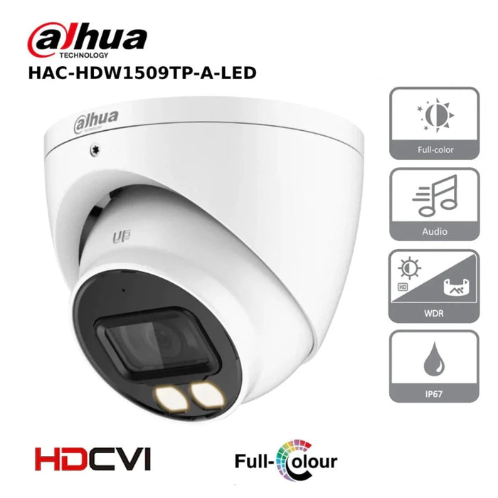 5MP Dahua DH-HAC-HDW1509TP-A-LED 5MP Full-Colour HDCVI Eyeball Camera