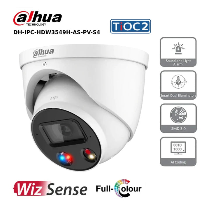 Dahua 5MP IP Camera DH-IPC-HDW3549H-AS-PV-S3/S4 5MP TiOC 2.0 Fixed-focal Eyeball Network Camera