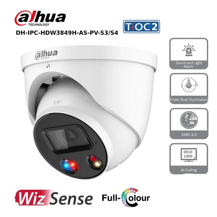 8MP Dahua DH-IPC-HDW3849H-AS-PV-S3/S4 8MP TiOC 2.0 Fixed-focal Eyeball Network Camera