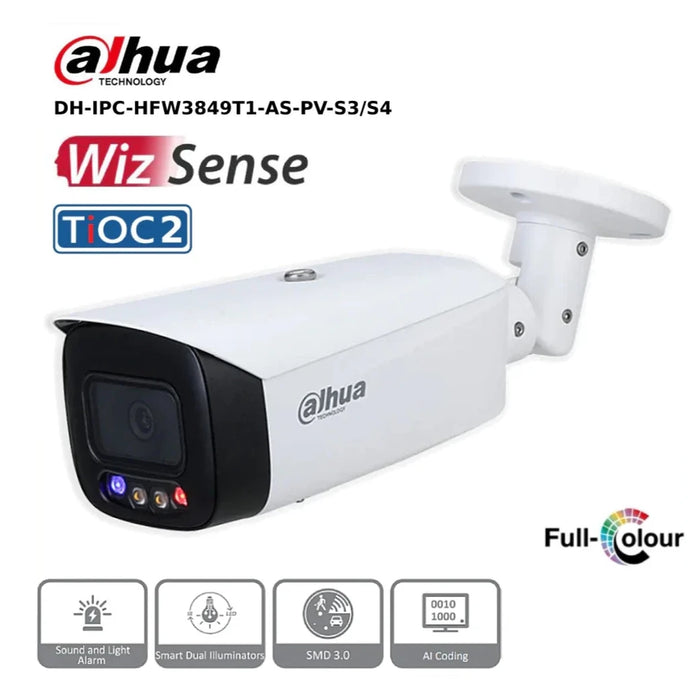 8MP Dahua DH-IPC-HFW3849T1-AS-PV-S3 8MP TiOC 2.0 Fixed-focal Bullet Network Camera