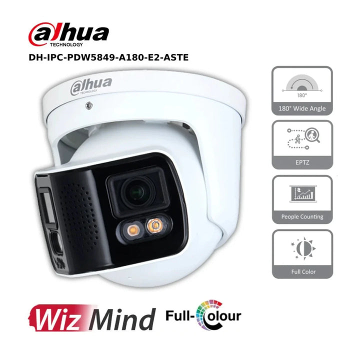 Dahua IPC-PDW5849-A180-E2-ASTE - 2x4MP Full-color Duo Splicing WizMind Network Camera 3.6MM