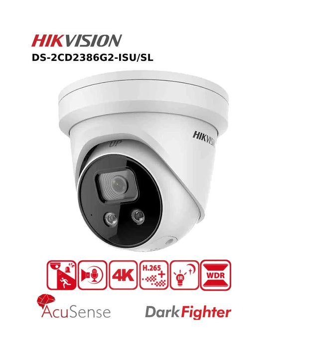 Hikvision 8MP IP Camera DS-2CD2386G2-ISU/SL 4K DarkFighter IP CCTV Camera PoE With Two Way Talk