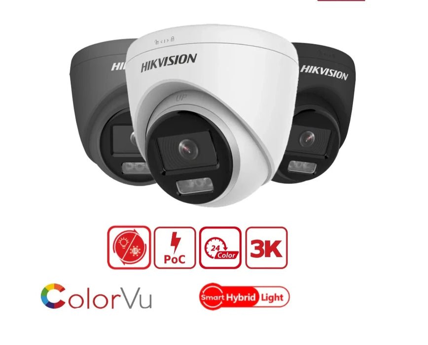 Hikvision 3K PoC ColorVu Camera TVI DS-2CE72KF3T-LE 3K  + IR Dual-light Fixed Turret TVI Camera