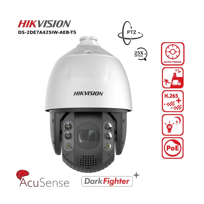 Hikvision 4MP IP Camera DS-2DE7A425IW-AEB-T5 7-inch 25X DarkFighter IR Speed Dome IP PTZ - Auto Tracking