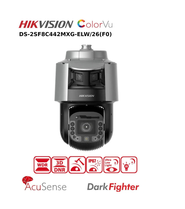 Hikvision 4MP IP Camera DS-2SF8C442MXG-ELW/26(F0) TandemVu IP PTZ IR and White Light 4MP Panoramic Lens, IP Speed Dome