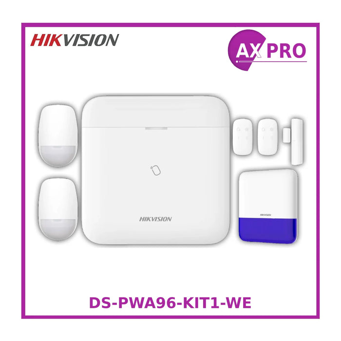 Hikvision AX PRO DS-PWA96-KIT1-WE Wireless Intruder Alarm Kit, up to 96 Wireless Zones/Outputs