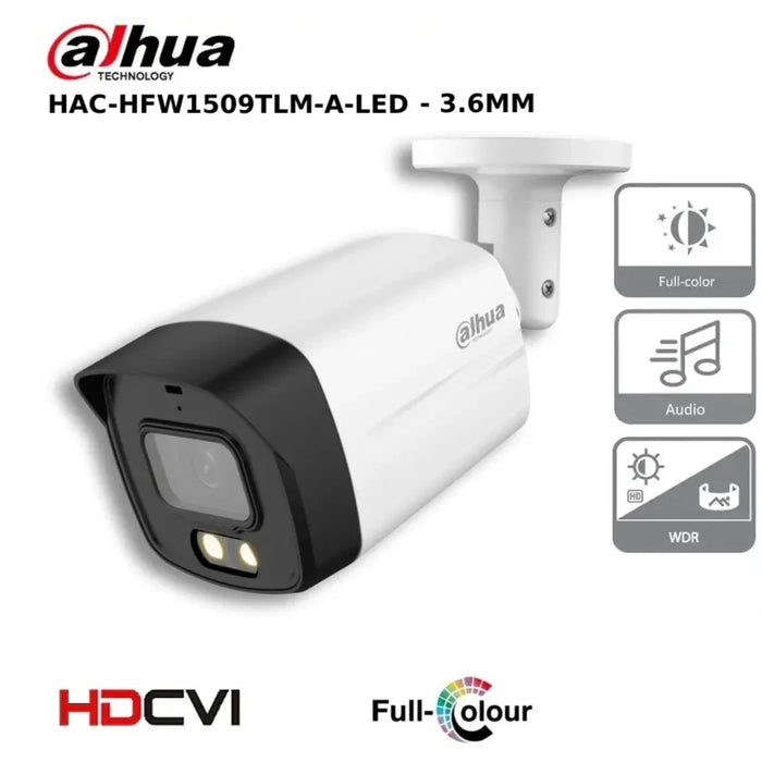 5MP Dahua DH-HAC-HFW1509TLM-A-LED 5MP Full-colour HDCVI Bullet Camera 3.6MM