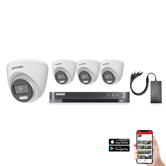 Hikvision ColorVu 4 Camera 4ch 3K 40M CCTV Kit (HIK-KIT-TVI-COL-3K-KF3T-4)