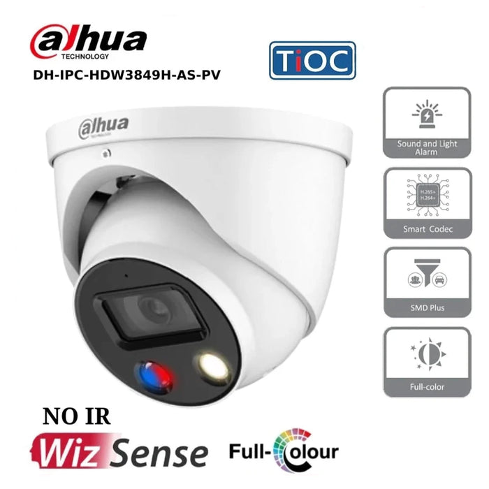 8MP Dahua IPC-HDW3849H-AS-PV WizSense, TiOC IP67 8MP 2.8mm Fixed Lens 30M IP Dome Camera