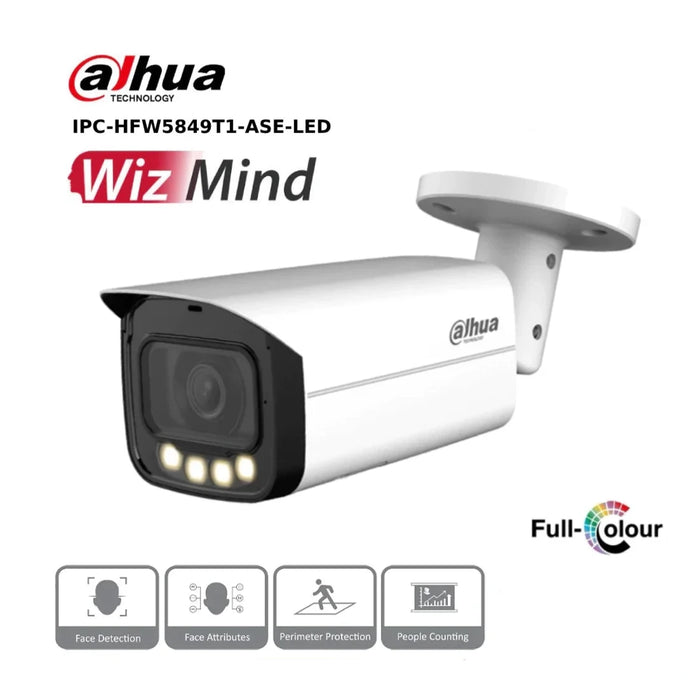 8MP Dahua IPC-HFW5849T1P-ASE - 4K WizMind AI Series Full-Colour IP Bullet Camera