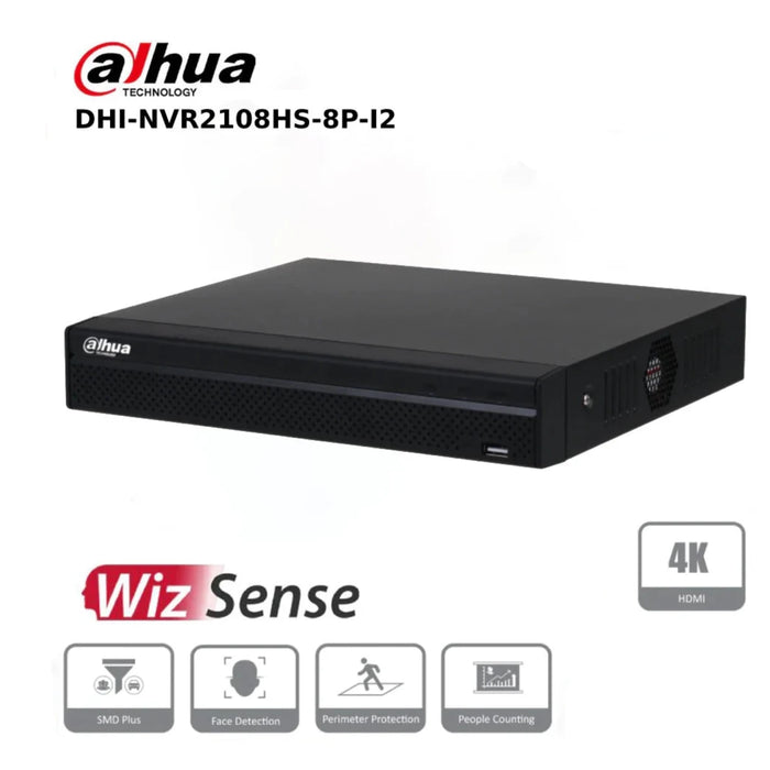 Dahua NVR2108HS-8P-I2 8 Channel Compact 1U 8PoE 1HDD WizSense Network Video Recorder