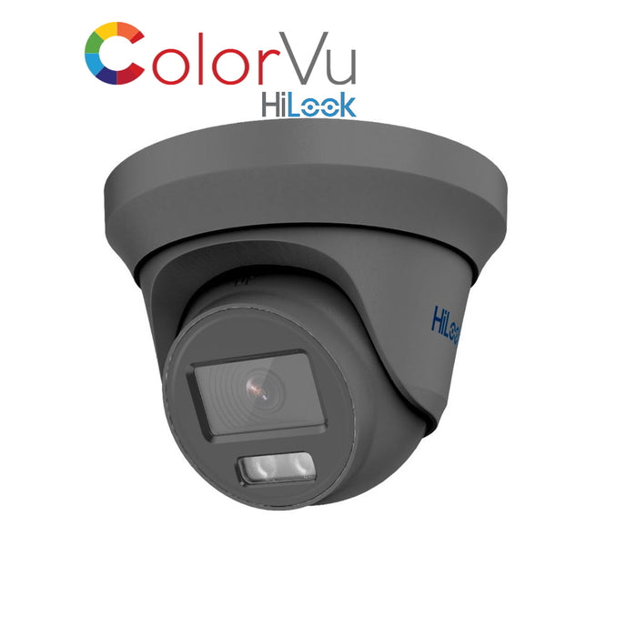 THC-T259-MS 2.8mm HiLook 5MP HD-TVI ColorVu analogue turret camera with 40m LED in white or grey