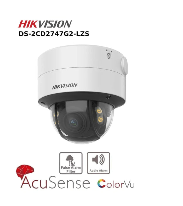 Hikvision 4MP IP Camera DS-2CD2747G2-LZS ColorVu Motorized Varifocal Dome Network Camera