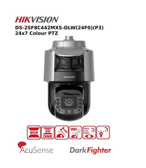 Hikvision 4MP IP PTZ Camera DS-2SF8C442MXS-DLW(24F0)(P3) TandemVu 8-inch Panoramic 4 MP 42X DarkFighter Network Speed Dome Camera