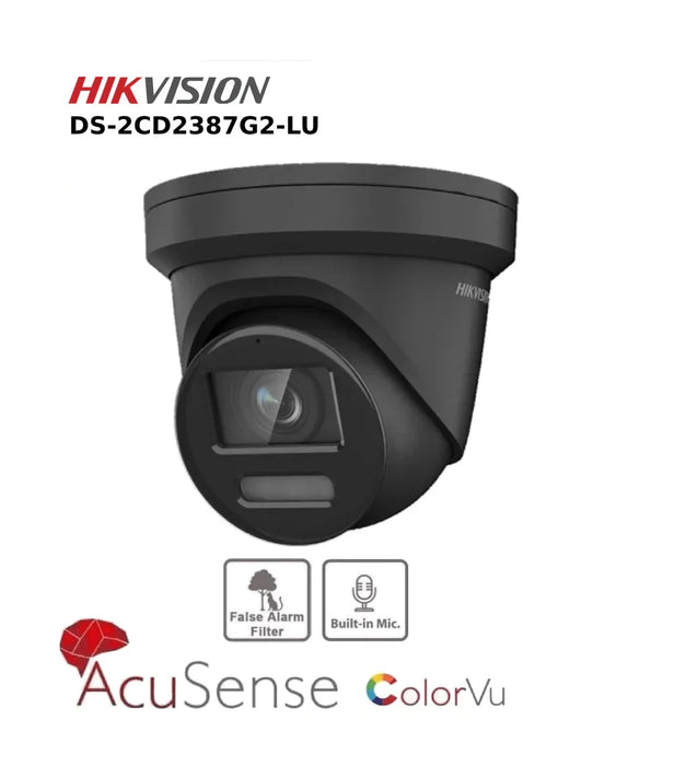 Hikvision 8MP IP Camera DS-2CD2387G2-LU 4K ColorVu IP CCTV Camera PoE With Audio - Black 2.8MM