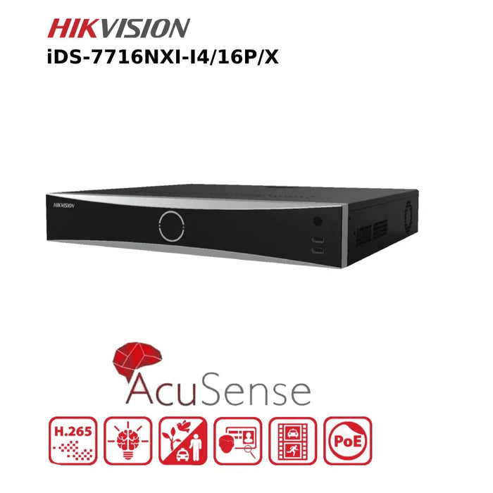 Hikvision 16 Channel 12MP NVR iDS-7716NXI-I4/16P/X DeepInMind PoE 16 Channel 12MP 4K NVR With Facial Recognition