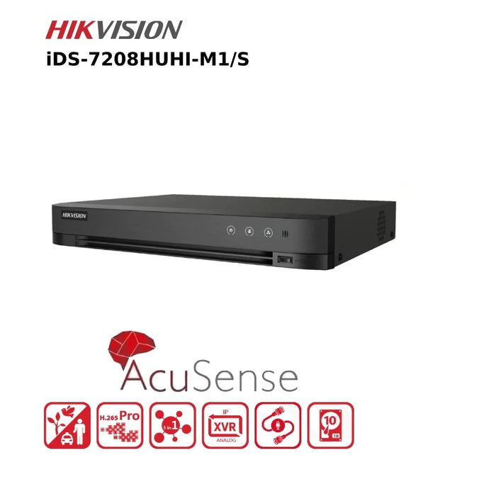 Hikvision 8 Channel 8MP DVR iDS-7208HUHI Upto 4KAcuSense 8Ch Turbo HD Hybrid DVR