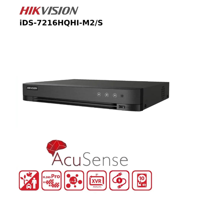 Hikvision 16 Channel 4MP DVR iDS-7216HQHI-M2 AcuSense 16Ch Turbo 5 Hybrid DVR