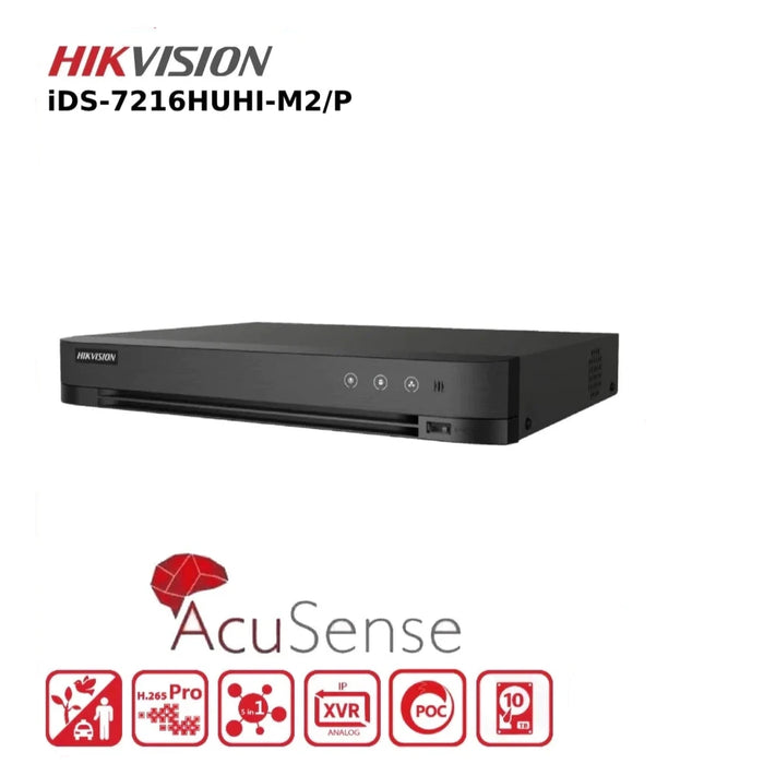 Hikvision 16 Channel 8MP POC DVR iDS-7216HUHI-M2/P 8MP-Lite AcuSense PoC Hybrid DVR