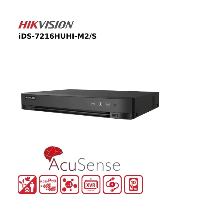 Hikvision 16 Channel 8MP DVR iDS-7216HUHI-M2/S Lite TVI 16 Channel Acusense Hybrid DVR