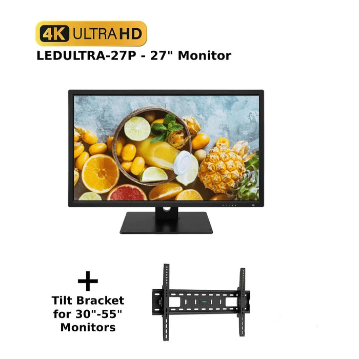 27" 4K ULTRA HD Monitor - CCTV Large Display LED Monitor 16:9 & 2 HDMI Ports